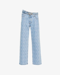 Belted Monogram Denim Trousers